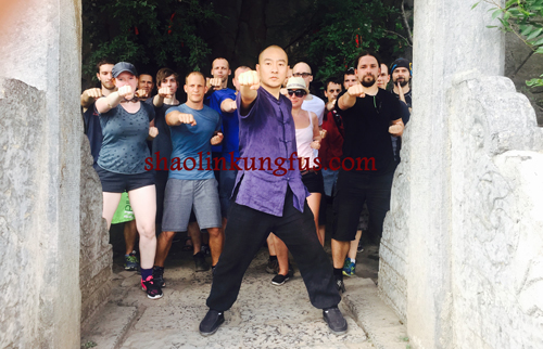 Students training Kungfu in Song mountain of Shaolin temple.