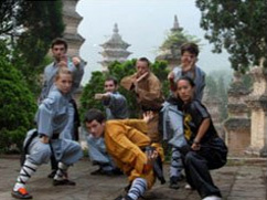 Our students learn kung fu inside the Forest of Pagoda Forest. Female students practicing kungfu in Shaolin Temple. 