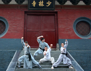 Students in shaolin Temple with master 