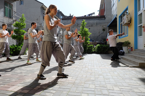 Kung fu training in school Yard of 2017 Year.